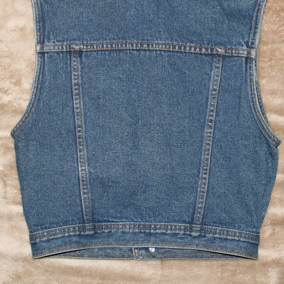 Cache Denim Jean Jacket with Genuine Leather Trim - Length 17 - Pits/Chest 15.5 - Picture 7 of 7